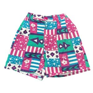 Vintage Retro 80’s Kids Only Cotton Multicolored Geometric Shorts - Fits 4 Years